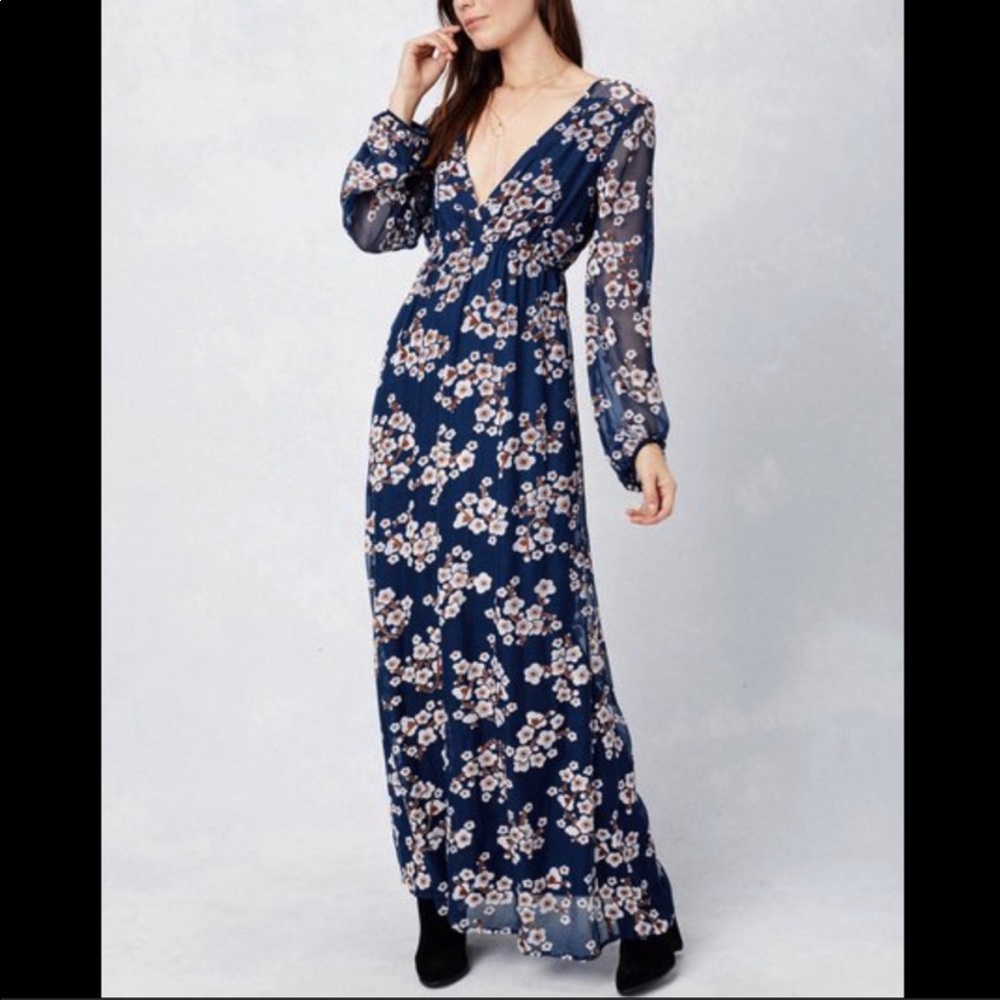 Lovestich velvet blossom tree maxi dress